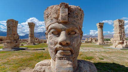 Fototapeta premium Ancient stone statue at Persepolis ruins, Iran. Category Culture