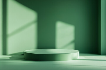 Elegant Pink Vase on Round Pedestal in Sunlit Room