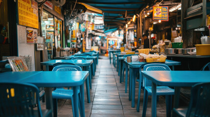 A cozy outdoor cafe in the city of Rome with empty tables, chairs, and a relaxed summer atmosphere for dining and enjoying the view
