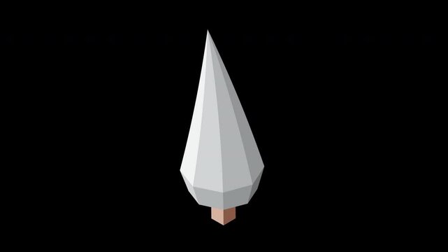 Isometric winter tree animation. Tree isometric elements. Isometric tree element for landscape design. Park element. Transparent background with alpha channel