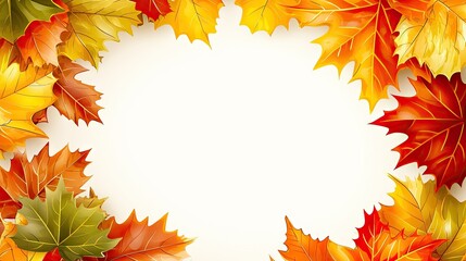 Obraz premium Autumn leaves frame on white background for text placement