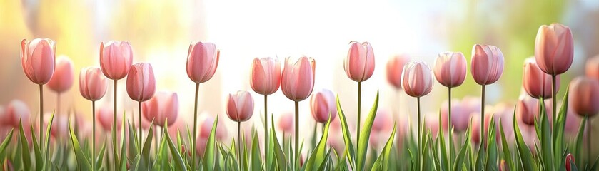 Fototapeta premium Pink Tulips in Spring Sunlight