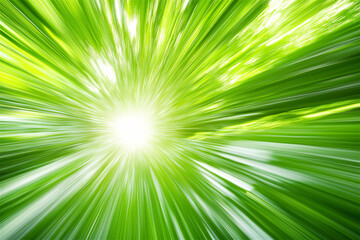 Obraz premium Dynamic abstract green energy burst with radial motion effect, symbolizing speed, vitality, and futuristic concepts in a high-energy design.
