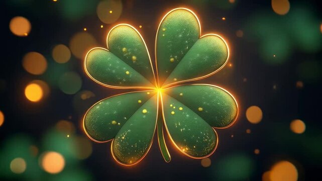 Lucky Green Clover Sparkles with Golden Lights