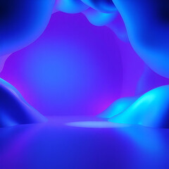 corridor in blue and wavy cream format