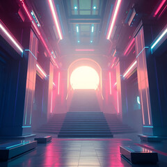 staircase rising in 4k, ideal animation for games