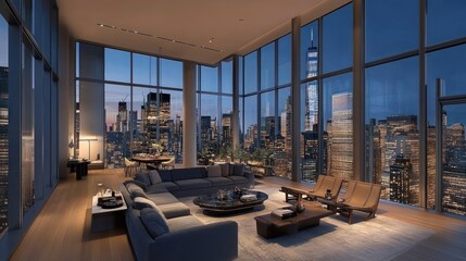 Luxury Penthouse Apartment with Stunning Night View of NYC Skyline
