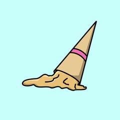 Cute icon of colored ice cream and cone, colored ice cream doodle