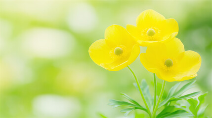 A close-up of yellow wildflowers growing in a field under soft sunlight, symbolizing nature&rsquo;s vibrant colors and the peacefulness of a rural environment.