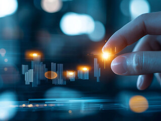 Business strategist analyzing future industry trends with data visualization and technology