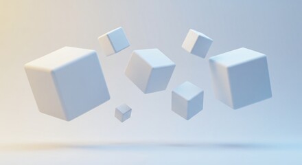 Fototapeta premium Minimalist 3D floating cubes with soft shadows and gradient lighting