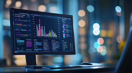 Fototapeta premium Modern Data Management System with KPI Dashboard