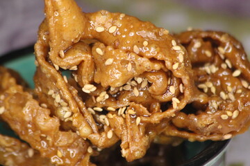 Chebakia Close-up, Traditional Moroccan Pastry
