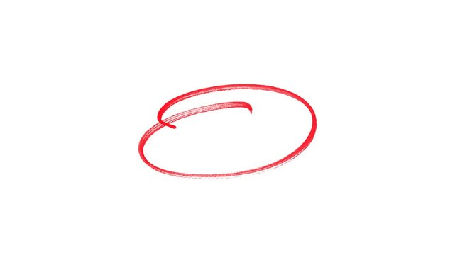 Hand-drawing oval frame circle animation, Hand-drawn red circle highlight with transparent background.