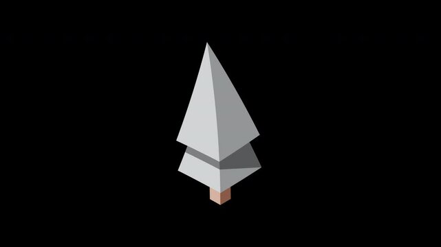 Isometric winter tree animation. Tree isometric elements. Isometric tree element for landscape design. Park element. Transparent background with alpha channel