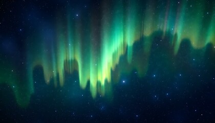 Magical Aurora Borealis Night Sky, Green Lights, Stars