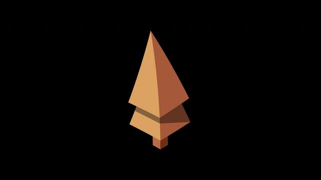 Isometric autumn tree animation. Tree isometric elements. Isometric tree element for landscape design. Park element. Transparent background with alpha channel