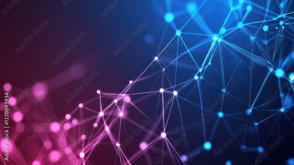 Poster abstract digital network connection with glowing nodes and lines