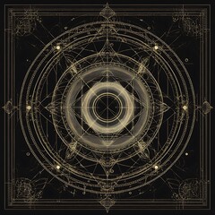 Mystical Golden Circle Symbol, Abstract Pattern, Background Image
