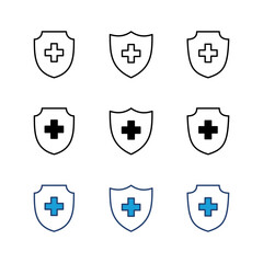 Health insurance icon set. Insurance health document icon