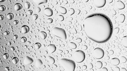 Water droplets gather on a sleek, reflective surface, each bead catching light and creating a stunning visual display. This exquisite arrangement highlights nature’s beauty in simplicity