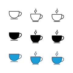 Coffee cup icon set. cup a coffee icon vector.