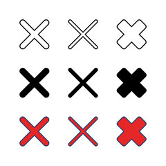 Fototapeta premium Close icon set. Delete icon vector. cross sign