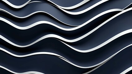 Minimalist wavy lines in deep navy and silver tones, creating a sleek and modern abstract background