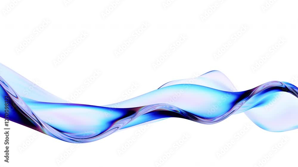 Wall mural abstract animation, background design with iridescent wave, 4k looping video, 3d render