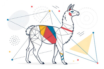 Obraz premium an abstract, minimalist llama using continuous line art. The llama is stylized and simplified to the most basic forms, with exaggerated features- generated by ai