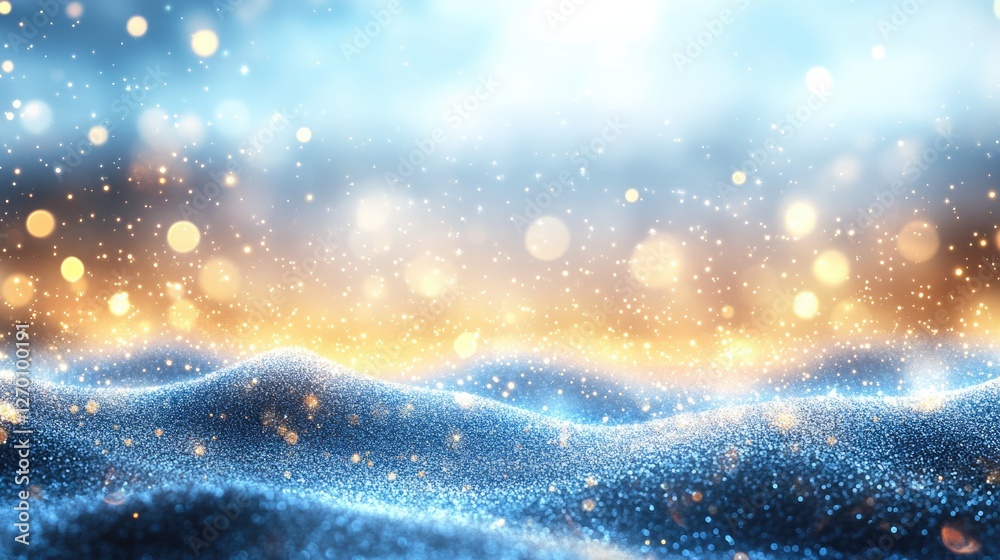 Wall mural gold abstract background with sparkle bokeh texture design for christmas and social media backdrop.