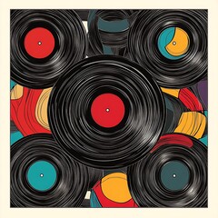 Colorful vinyl records pattern graphic design