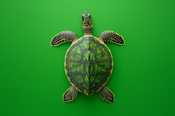 Fototapeta premium Turtle top view isolated on a color