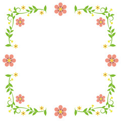 Fototapeta premium 花と植物のアンティーク風フレーム