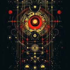 Obraz premium Abstract design, geometric patterns, cosmic symbols. Possible use Graphic design, t-shirt design, poster