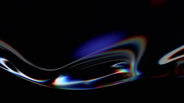 Abstract animation, iridescent background with color refraction effect, 4k seamless looped video, 3d render