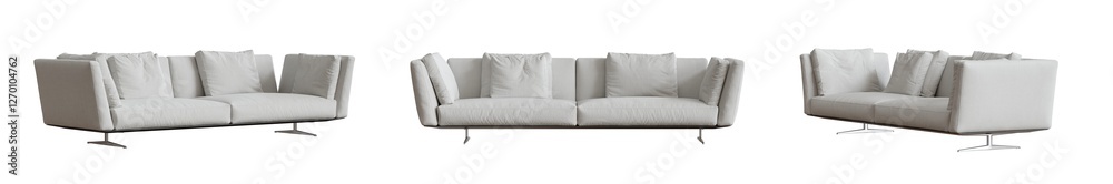 Aufkleber white sofa set isolated on transparent background. 3d render. 3d illustration.