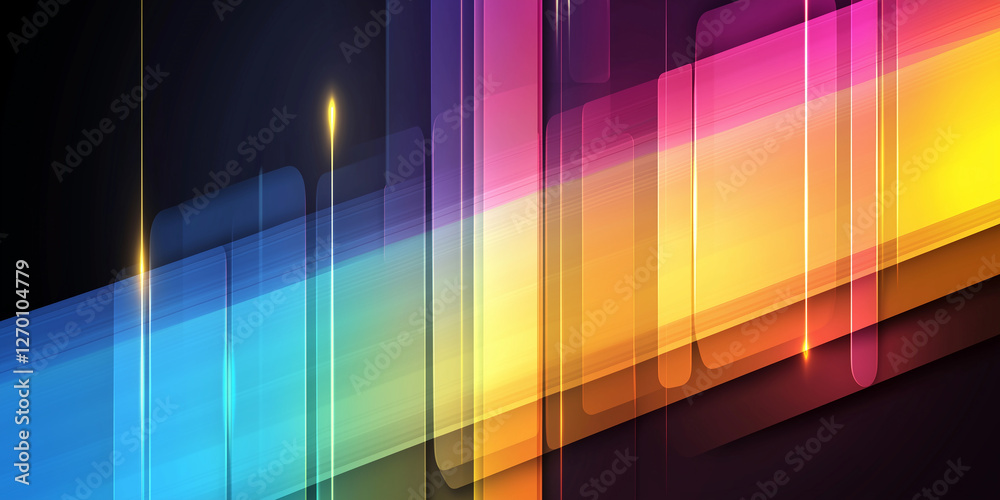 Leinwandbilder colorful abstract background with intersecting geometric shapes and light rays