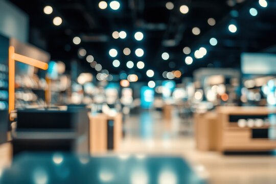 Abstract blurred background of a modern electronics retail store