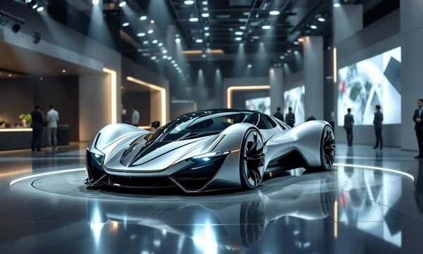 Futuristic car exhibition hall