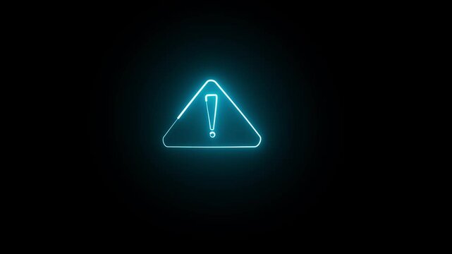 Animated  Glowing Neon Sign and  Color Exclamatory dangerous  problem  Icon Mark Animation.