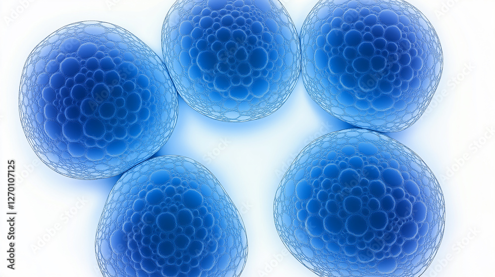 Poster Microscopic view of cells dividing and multiplying, showing biological processes