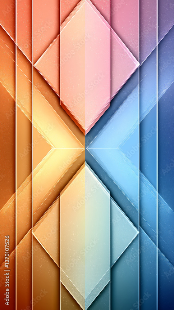 Fototapete geometric shapes overlapping, creating a colorful and dynamic abstract background