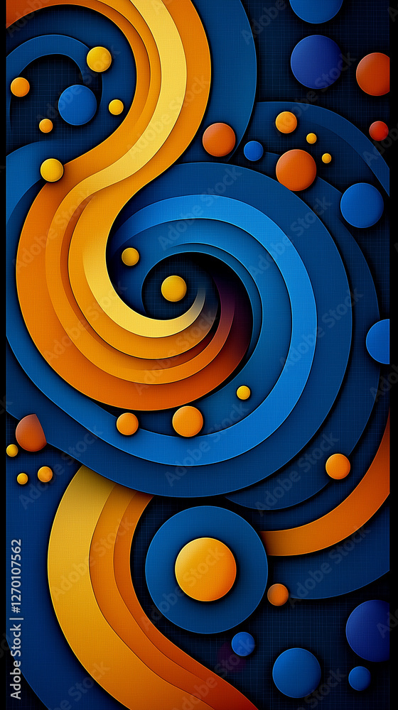Aufkleber Abstract blue and orange swirls creating a dynamic visual flow