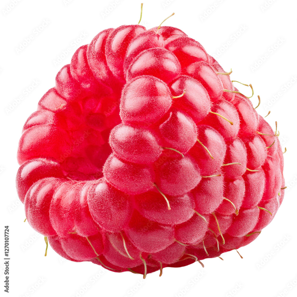 Wall mural raspberry isolated on white background full depth of field