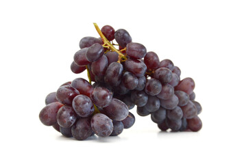 Bunch of red grapes Isolated on white background.