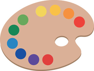 Colorful artist palette with vibrant colors in flat vector art