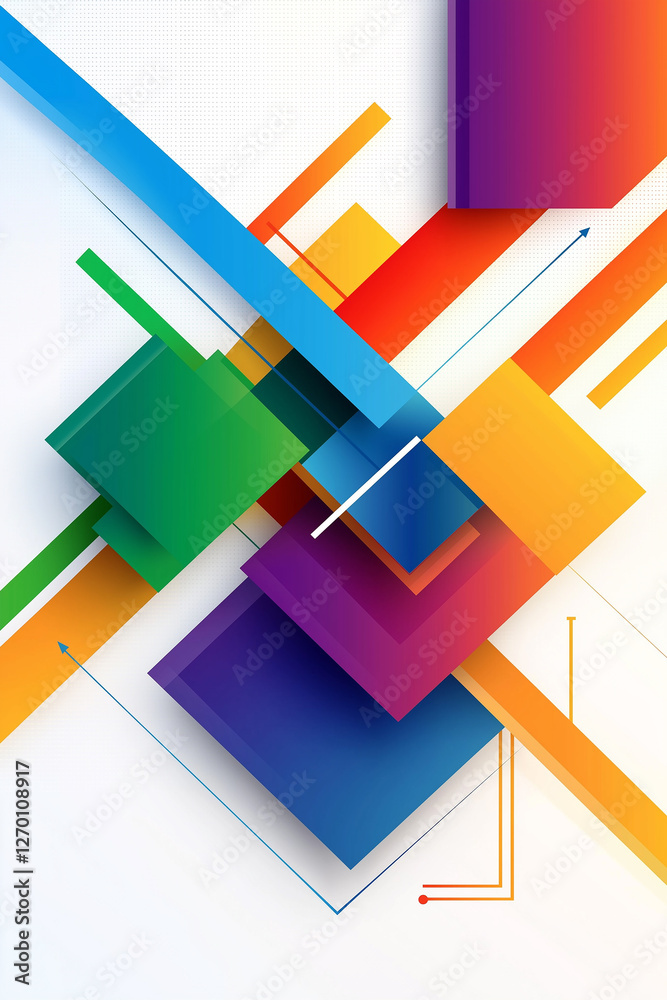 Poster colorful abstract geometric shapes background with arrows and lines