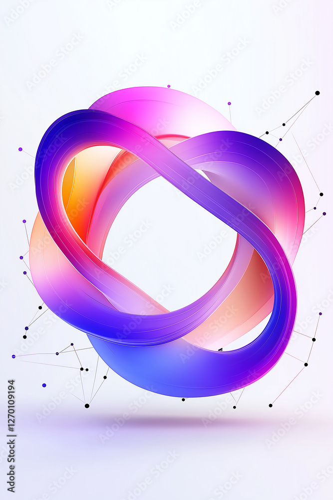 Poster Abstract colorful infinite symbol with network connections floating on white background