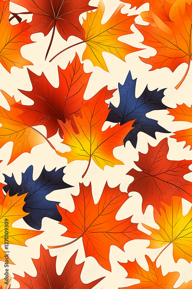 Poster Colorful autumn maple leaves seamless pattern creating vibrant fall backdrop